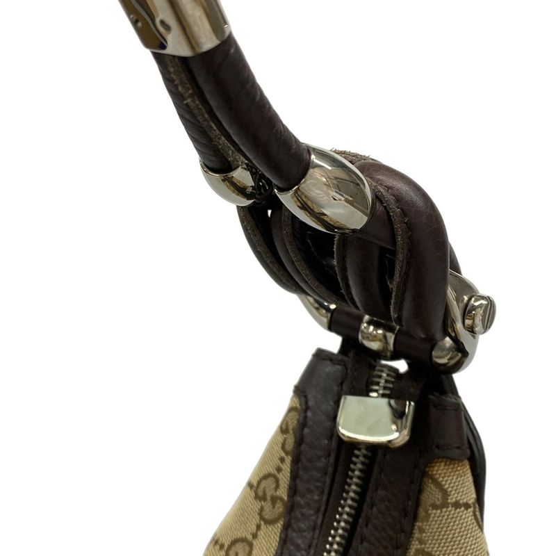 Gucci Shoulder Bag GG Pattern 240261 Beige X Dark Brown Leather