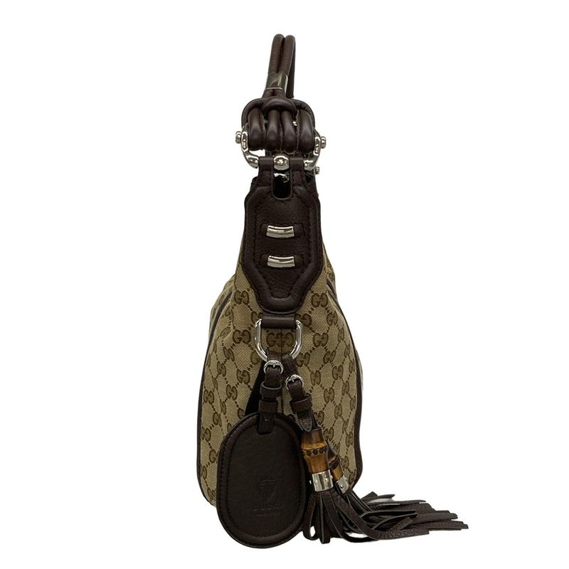 Gucci Shoulder Bag GG Pattern 240261 Beige X Dark Brown Leather