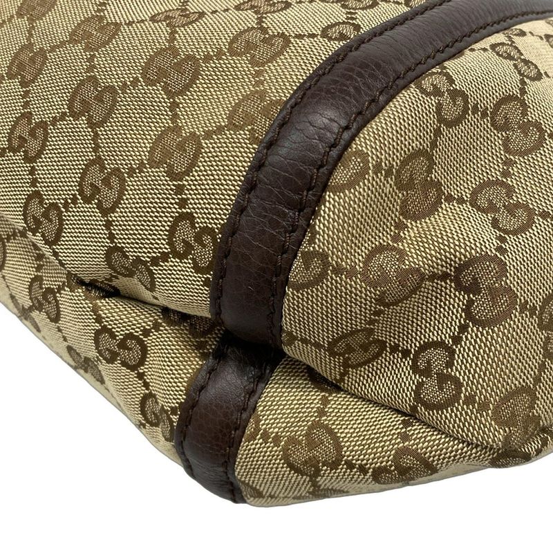 Gucci Shoulder Bag GG Pattern 240261 Beige X Dark Brown Leather