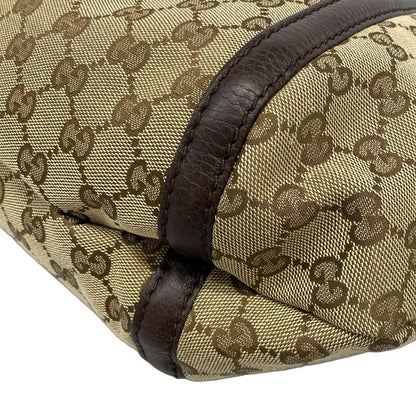 Gucci Shoulder Bag GG Pattern 240261 Beige X Dark Brown Leather