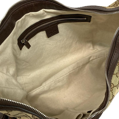 Gucci Shoulder Bag GG Pattern 240261 Beige X Dark Brown Leather