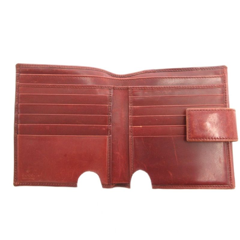 Gucci Sherry Line Bifold Wallet W Hook Leather Brown 035 0959 Yj