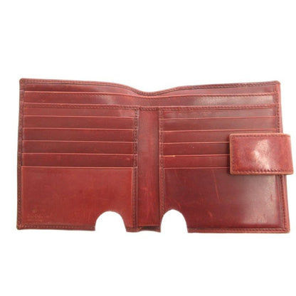 Gucci Sherry Line Bifold Wallet W Hook Leather Brown 035 0959 Yj