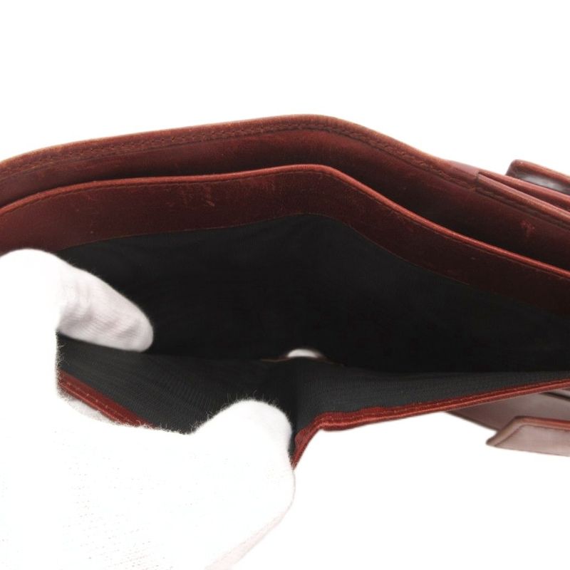 Gucci Sherry Line Bifold Wallet W Hook Leather Brown 035 0959 Yj