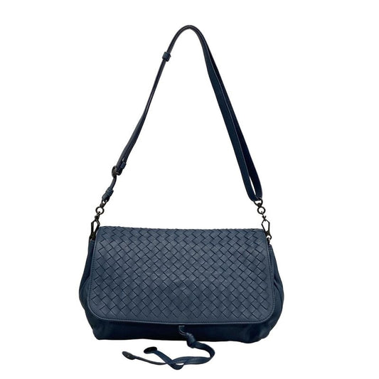 Bottega Veneta Shoulder Bag Intrecciato Navy Removable Strap Leather