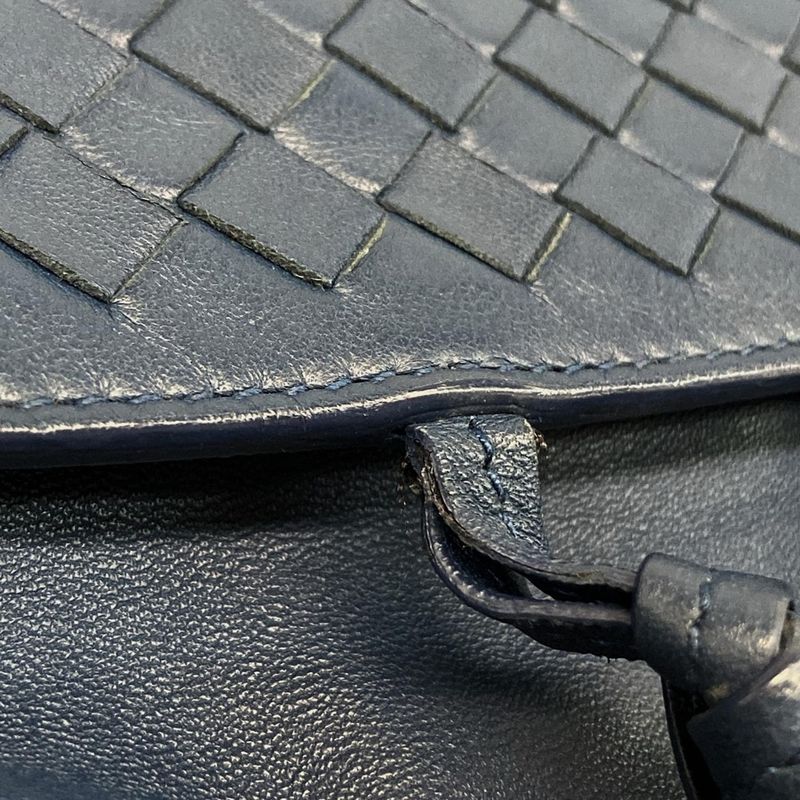 Bottega Veneta Shoulder Bag Intrecciato Navy Removable Strap Leather
