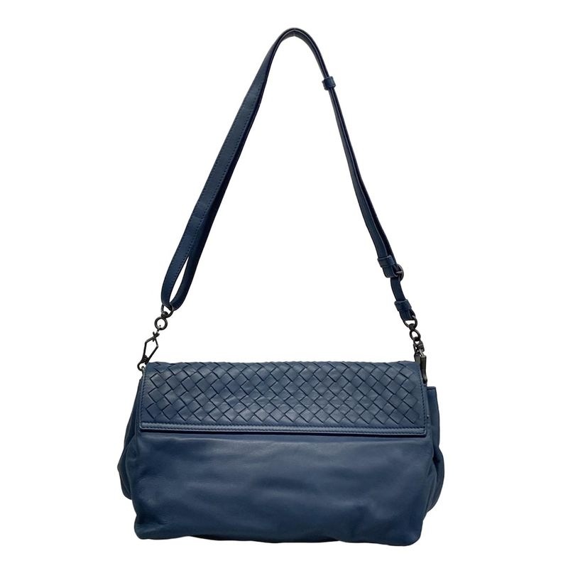 Bottega Veneta Shoulder Bag Intrecciato Navy Removable Strap Leather