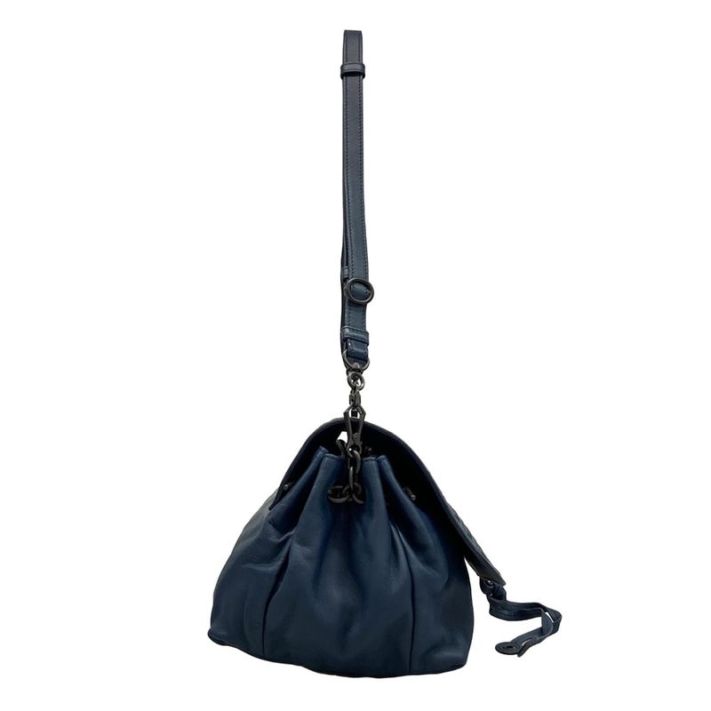 Bottega Veneta Shoulder Bag Intrecciato Navy Removable Strap Leather