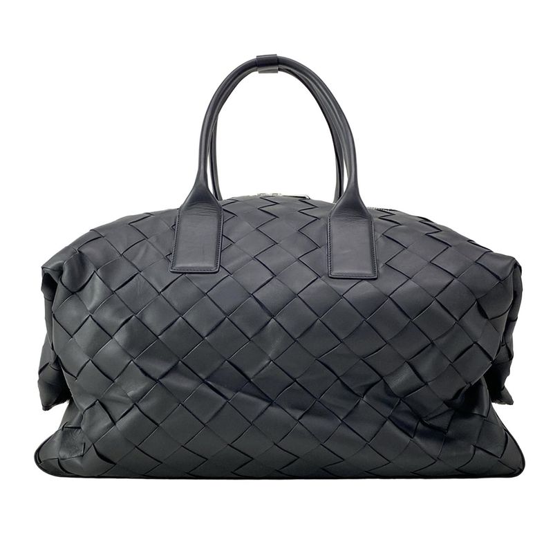 Bottega Veneta Boston Bag Maxi Intrecciato Black Main Item No Lock Leather
