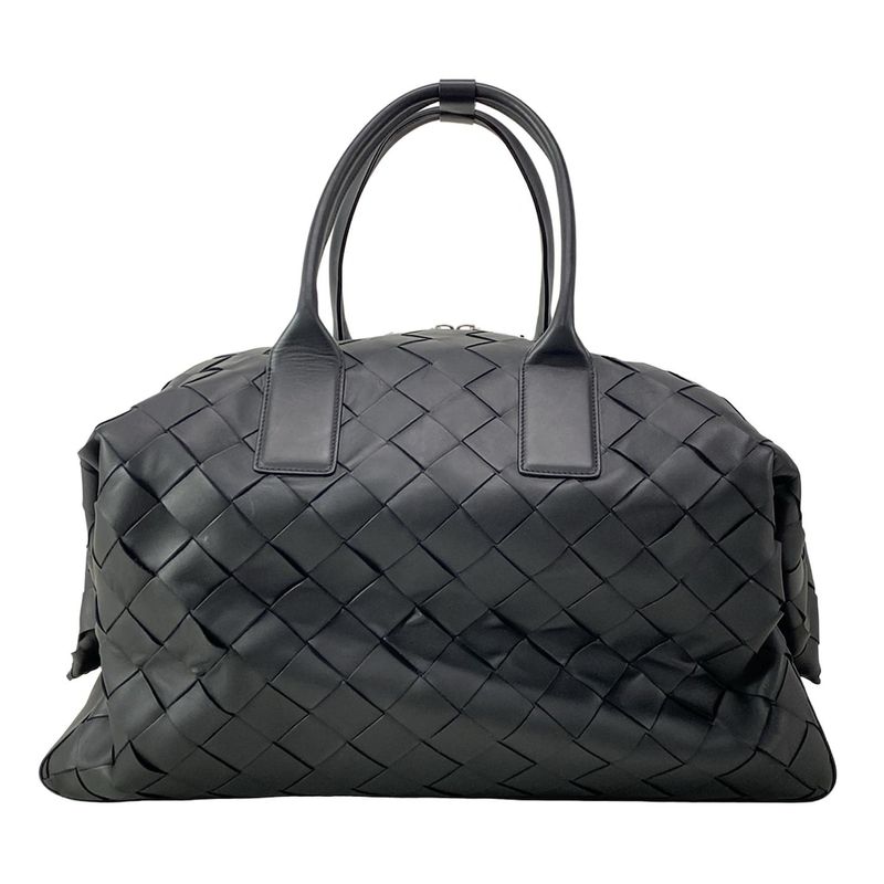 Bottega Veneta Boston Bag Maxi Intrecciato Black Main Item No Lock Leather