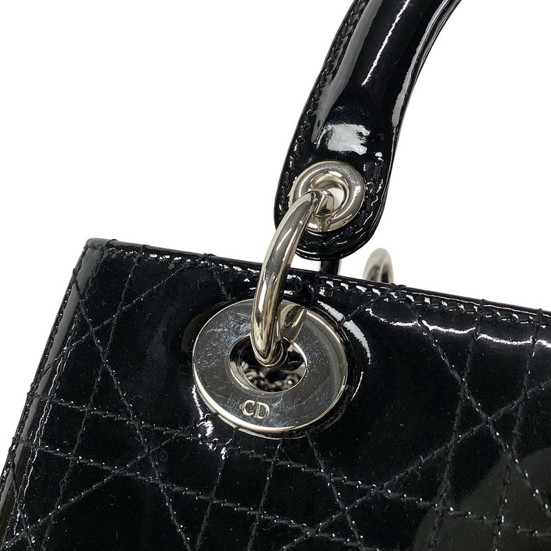 Dior Christian Dior Handbag Lady Dior Medium Bag Vrn44551 Black Leather