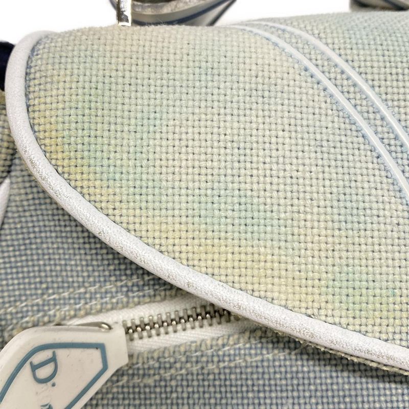 Dior Christian Dior Shoulder Bag - Light Blue X White Leather