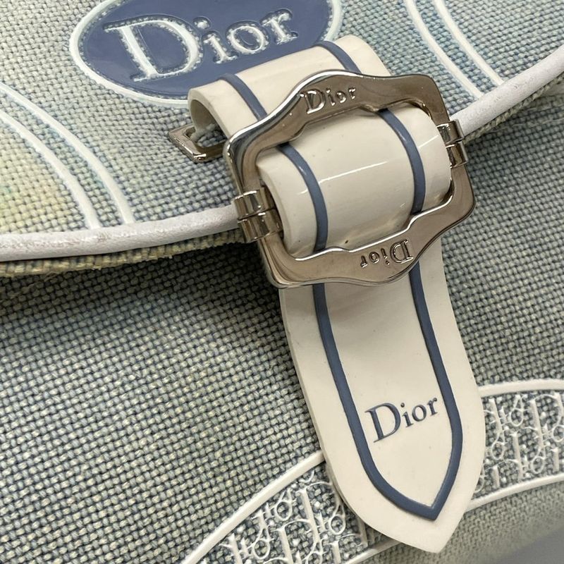 Dior Christian Dior Shoulder Bag - Light Blue X White Leather