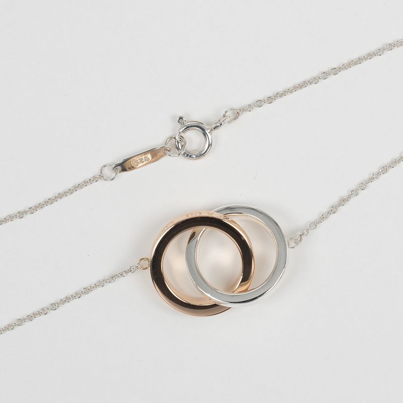 Tiffany & Co 1837 Interlocking Silver 925 X 18k Pink Gold