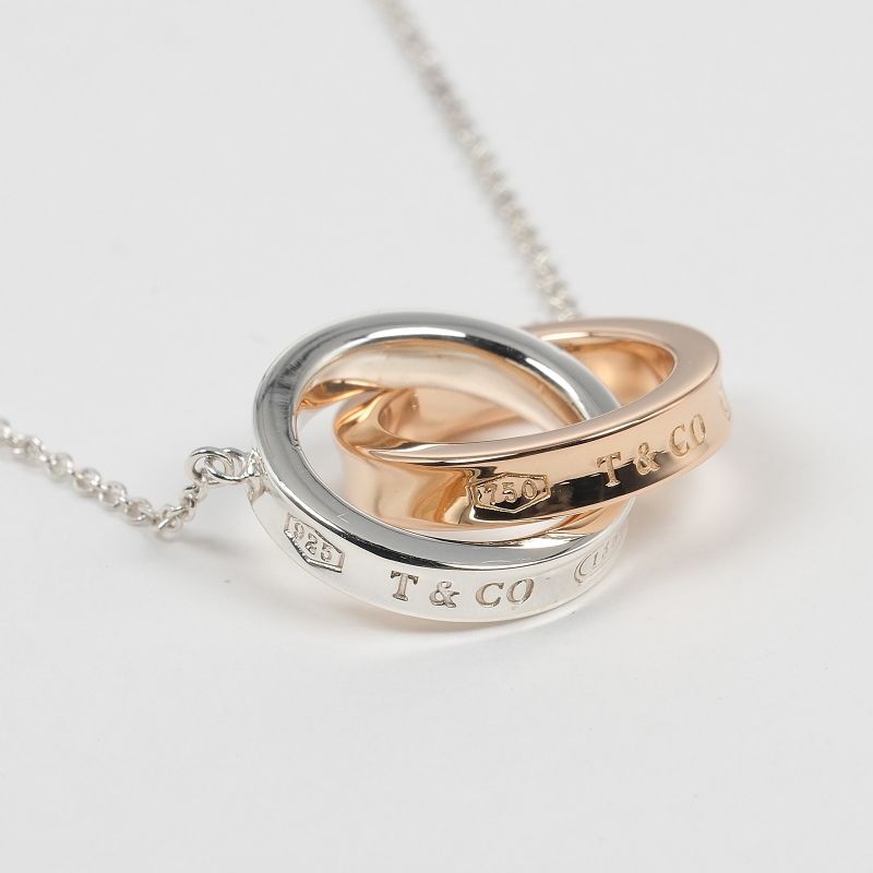 Tiffany & Co 1837 Interlocking Silver 925 X 18k Pink Gold