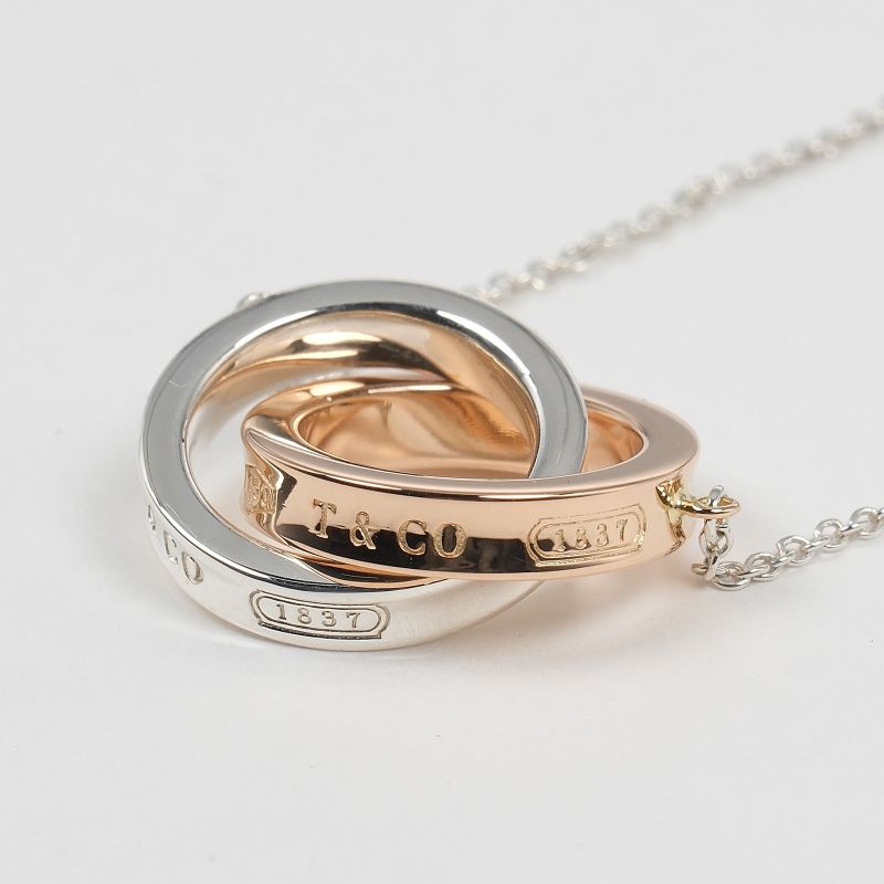 Tiffany & Co 1837 Interlocking Silver 925 X 18k Pink Gold