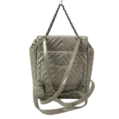 Chanel Backpack Sac V Stitch (Chevron) Silver Vintage Silver Hardware Chain