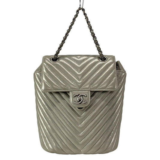 Chanel Backpack Sac V Stitch (Chevron) Silver Vintage Silver Hardware Chain