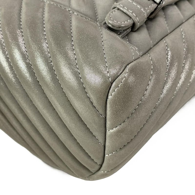 Chanel Backpack Sac V Stitch (Chevron) Silver Vintage Silver Hardware Chain