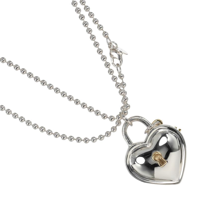 Tiffany & Co Heart Lock Silver 925 X 18k Yellow Gold Women's
