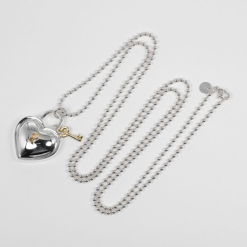 Tiffany & Co Heart Lock Silver 925 X 18k Yellow Gold Women's