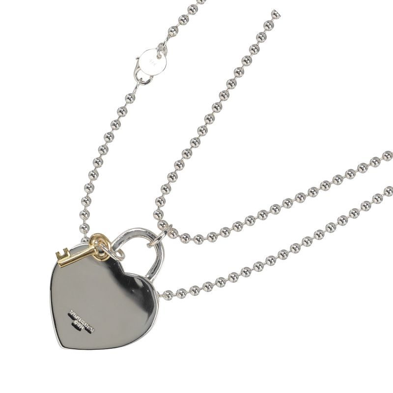 Tiffany & Co Heart Lock Silver 925 X 18k Yellow Gold Women's