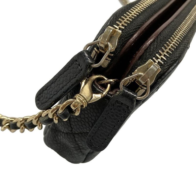 Chanel Wallet Matelasse Black Chain Wallet Gold Hardware