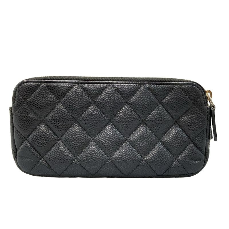 Chanel Wallet Matelasse Black Chain Wallet Gold Hardware