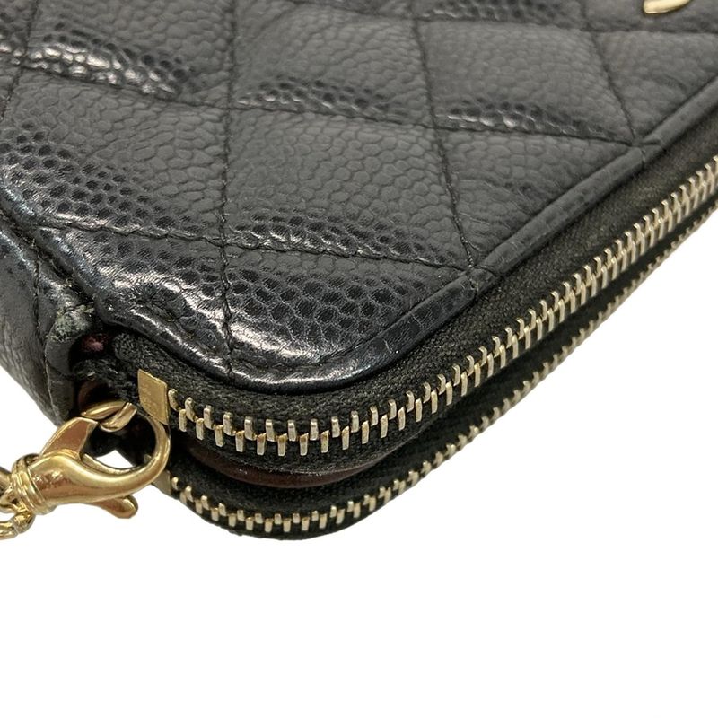 Chanel Wallet Matelasse Black Chain Wallet Gold Hardware