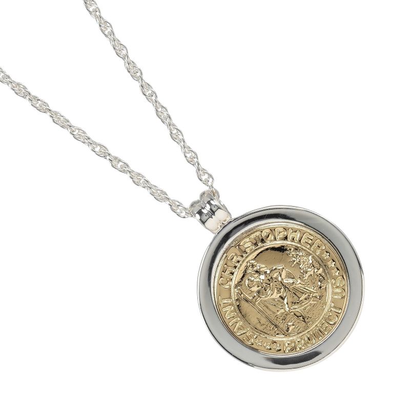 Tiffany & Co St Christopher Silver 925 X 18k Yellow Gold Women's