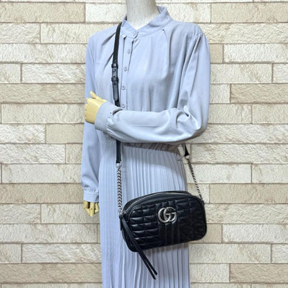 Gucci Ggmarmont Shoulder Bag Leather 447632 Black Women's Gucci Used Gucci