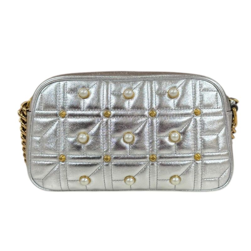 Gucci Ggmarmont Shoulder Bag Leather 447632 Silver Women's Gucci Used Gucci