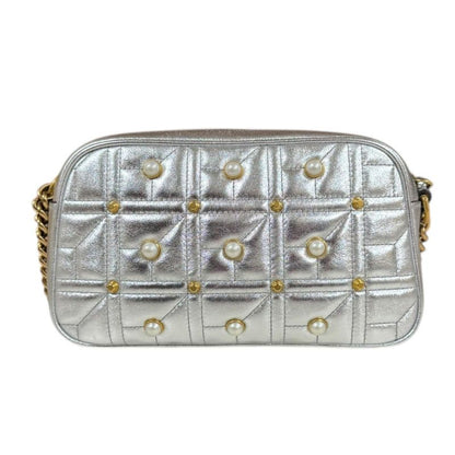 Gucci Ggmarmont Shoulder Bag Leather 447632 Silver Women's Gucci Used Gucci