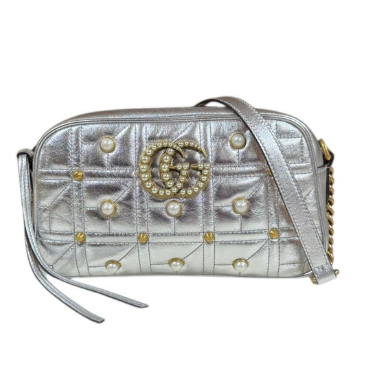 Gucci Ggmarmont Shoulder Bag Leather 447632 Silver Women's Gucci Used Gucci
