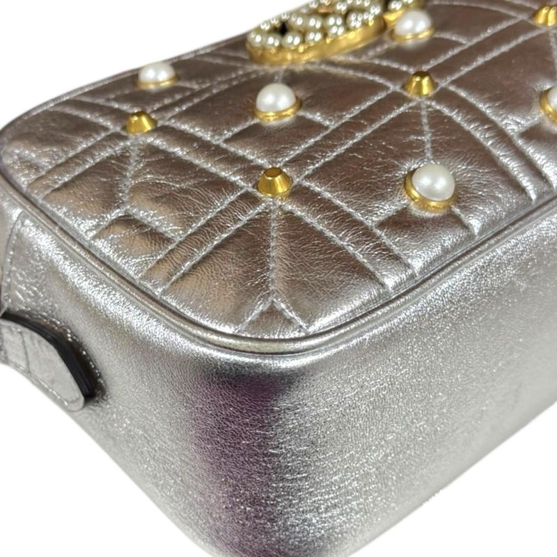 Gucci Ggmarmont Shoulder Bag Leather 447632 Silver Women's Gucci Used Gucci