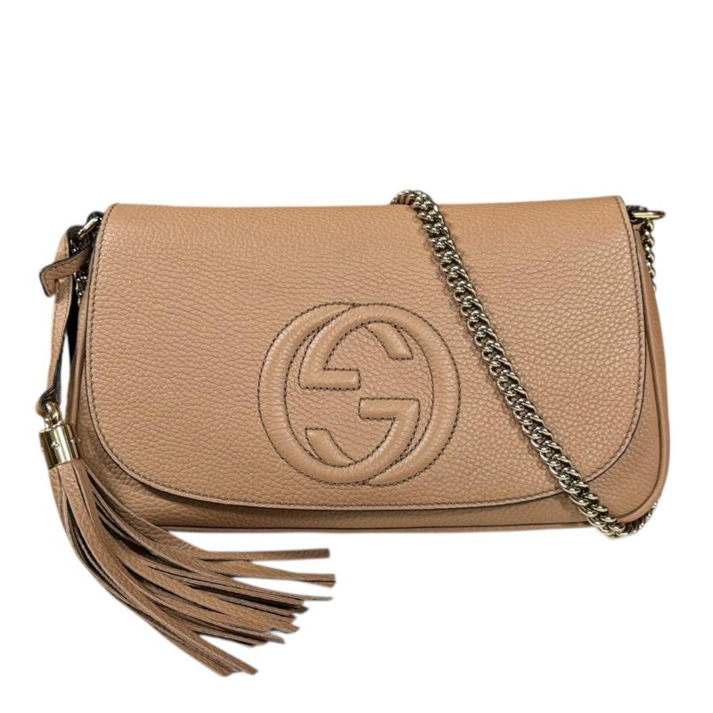 Gucci Soho Shoulder Bag Leather 536224 Beige Ladies Gucci Used Gucci