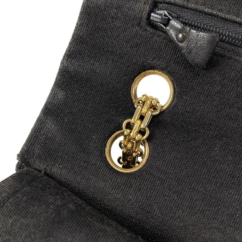 Chanel Shoulder Bag Double Flap Matelasse Black Mademoiselle Chain Gold