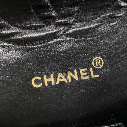 Chanel Shoulder Bag Double Flap Matelasse Black Mademoiselle Chain Gold