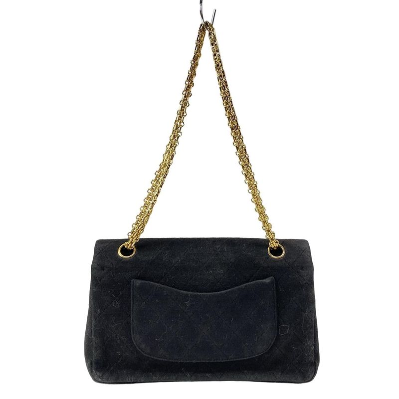 Chanel Shoulder Bag Double Flap Matelasse Black Mademoiselle Chain Gold
