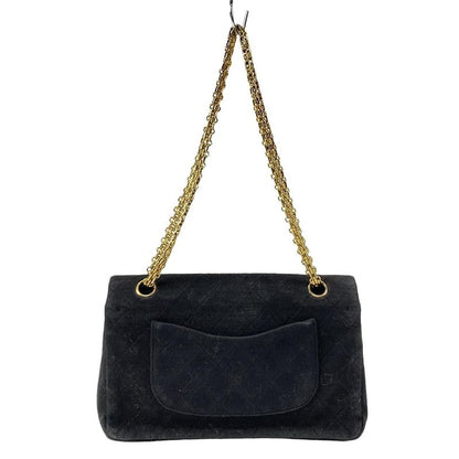 Chanel Shoulder Bag Double Flap Matelasse Black Mademoiselle Chain Gold