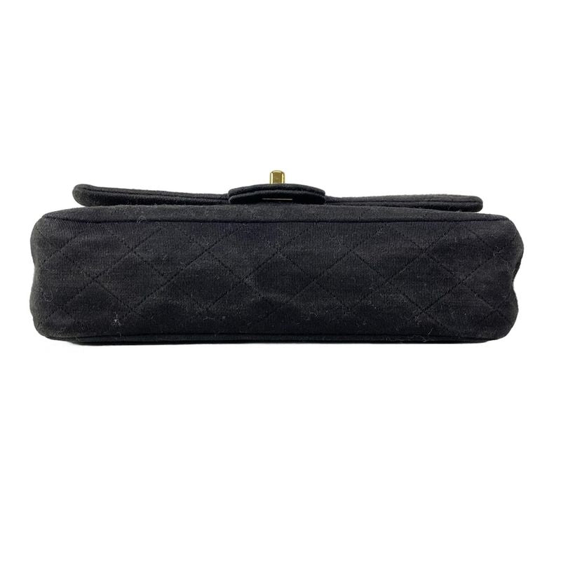 Chanel Shoulder Bag Double Flap Matelasse Black Mademoiselle Chain Gold