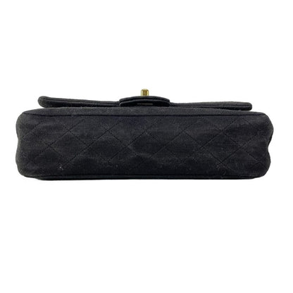 Chanel Shoulder Bag Double Flap Matelasse Black Mademoiselle Chain Gold