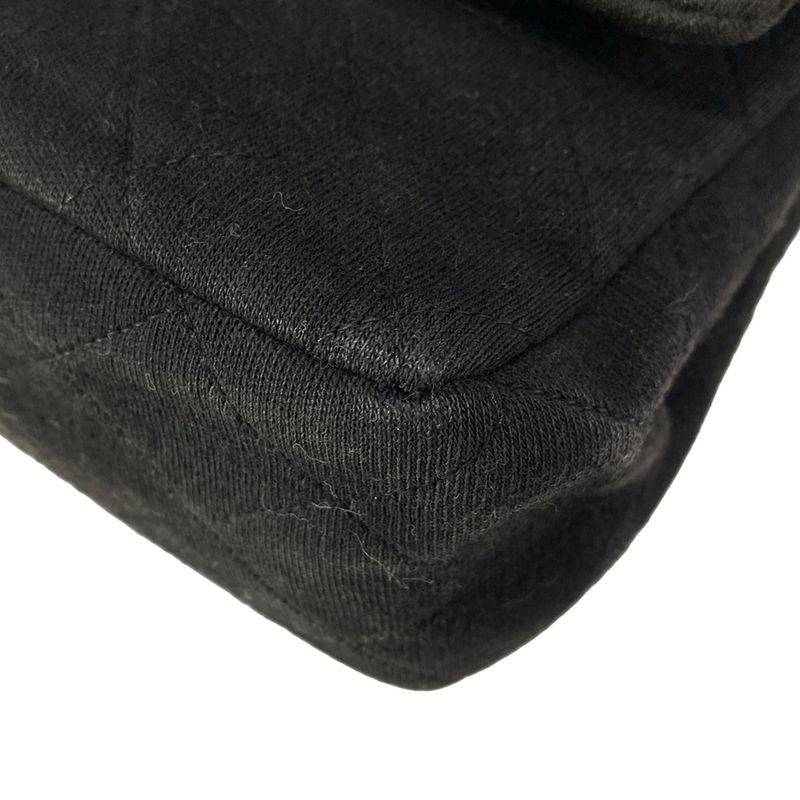 Chanel Shoulder Bag Double Flap Matelasse Black Mademoiselle Chain Gold