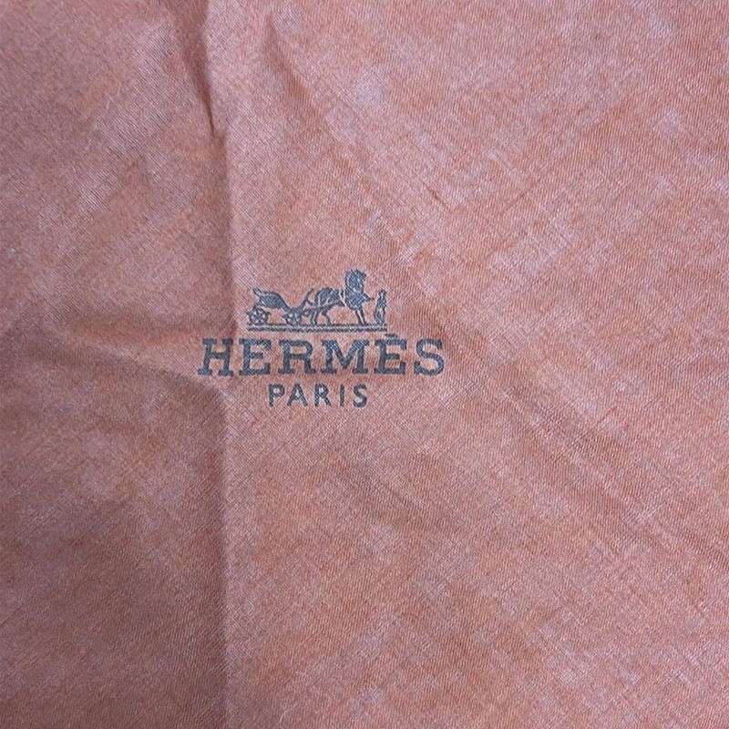 Hermes Shawl Losange Orange X Beige X Dark Brown Cotton