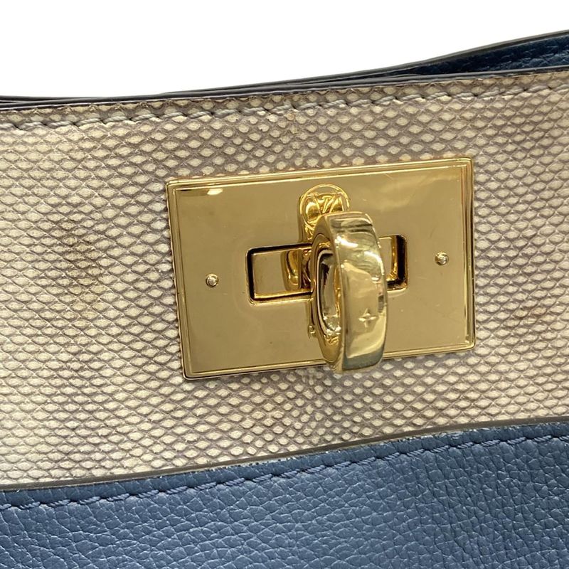 Louis Vuitton Tote Bag Mahina on My Side MM M22912 Blue Orage Leather Cowhide