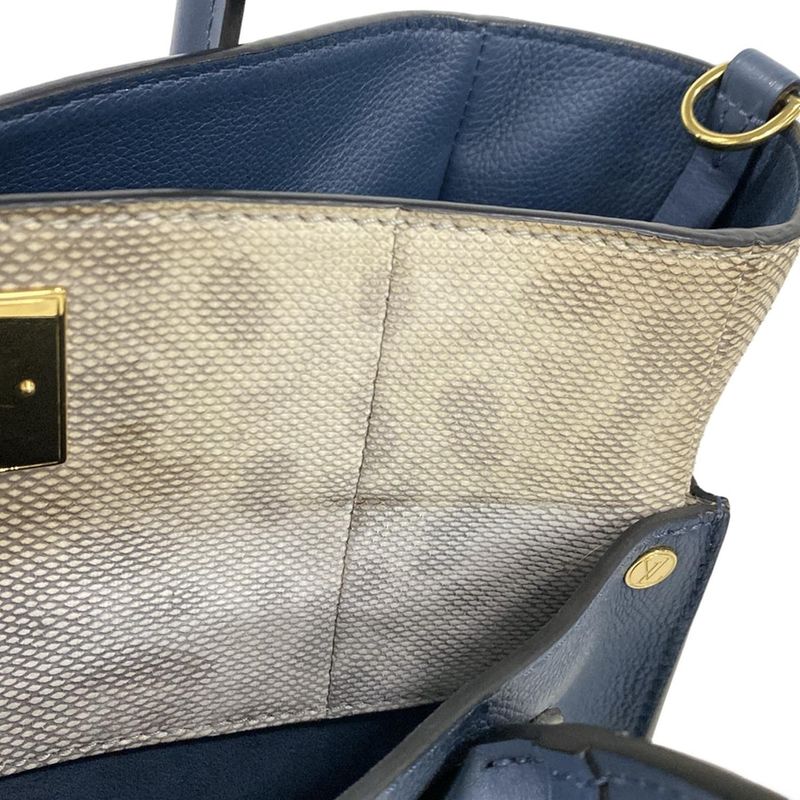 Louis Vuitton Tote Bag Mahina on My Side MM M22912 Blue Orage Leather Cowhide