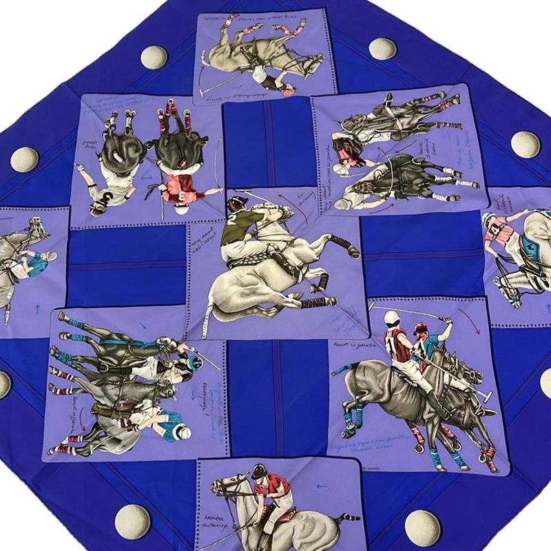 Hermes Scarf Carre 90 Blue X Gray Beige X Multi
