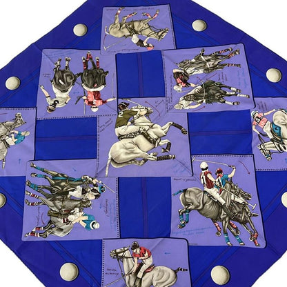 Hermes Scarf Carre 90 Blue X Gray Beige X Multi