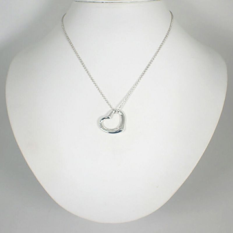 Tiffany & Co 925 Open Heart Pendant Necklace j113-3