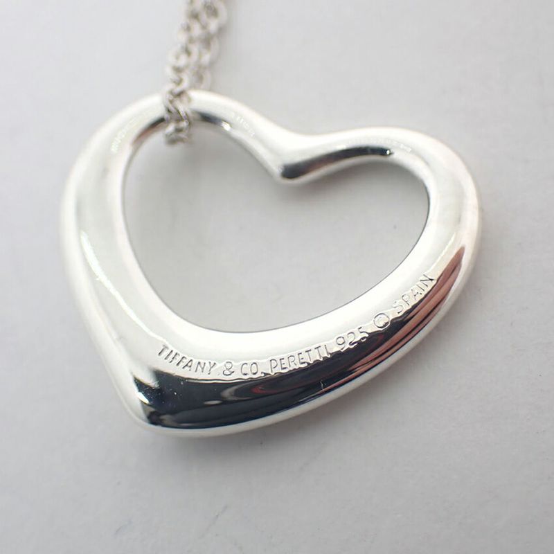 Tiffany & Co 925 Open Heart Pendant Necklace j113-3